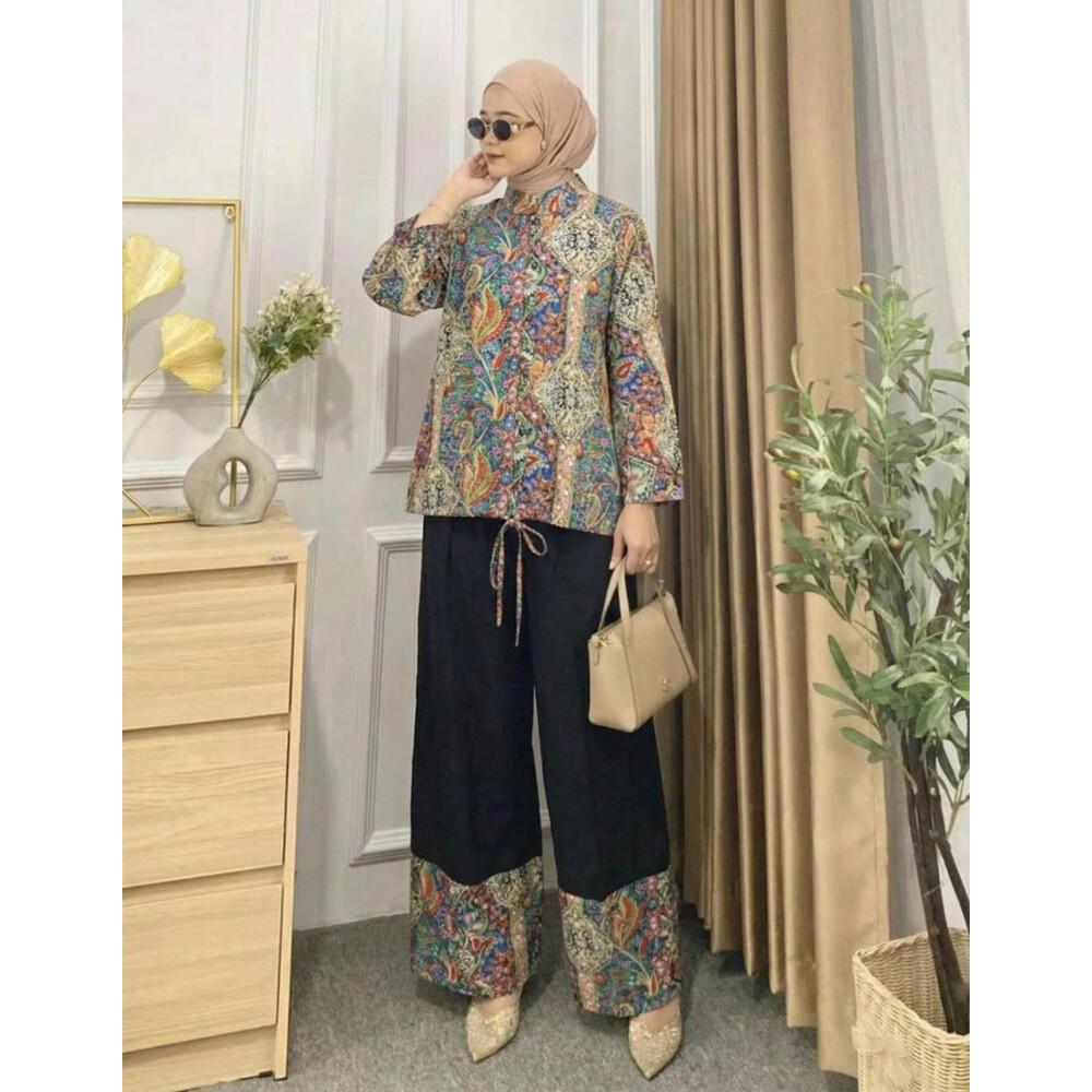 Asaya Setelan dua potong atasan dan celana panjang wanita elegan terbaru