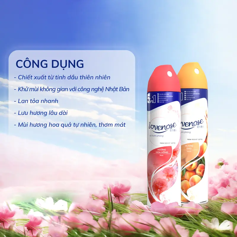 Combo Xịt thơm phòng Lovenose hương thơm tự nhiên dễ chịu lưu hương lâu dài, lan tỏa nhanh - Dung tích 320ml Dầu Thơm Phòng, Dầu Thơm 1