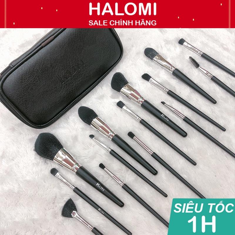 Bộ cọ trang điểm cá nhân Kun 14 cây lông thú siêu mềm chuyên dùng cho makeup HALOMI