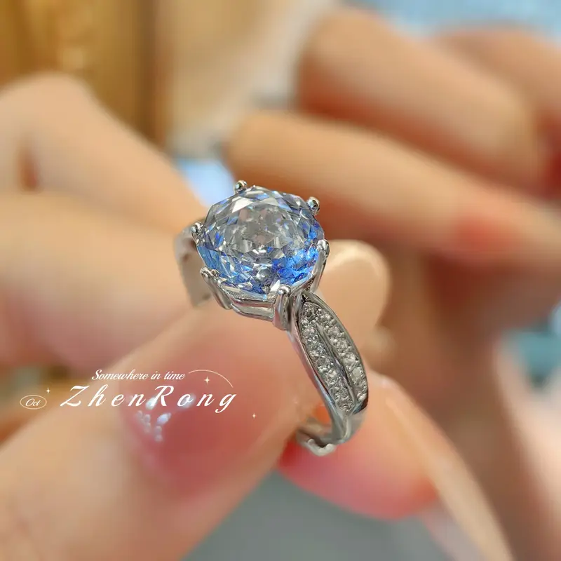 Mặt Dây Chuyền Vòng Cổ Roseparaiaban, Hình Bát Giác, Kim Cương Carbon Cao Và Tanzanite, Bông Tai Đinh tán, Vòng Hoa Hồng Nhẫn Hoa Tai 2