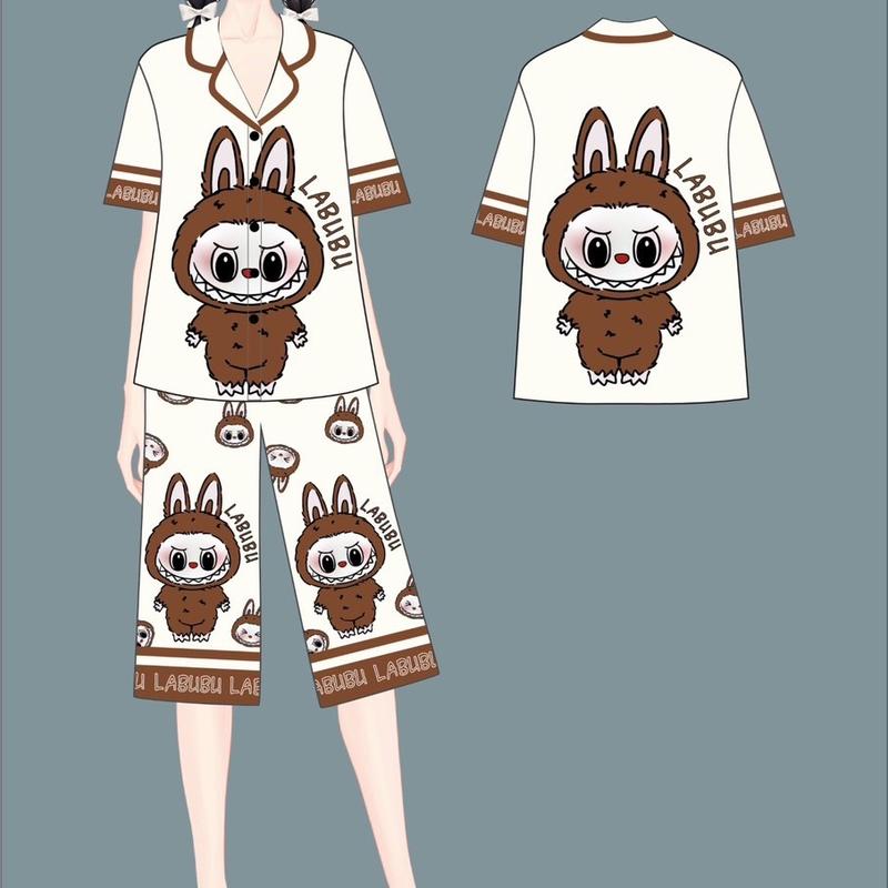 ngan Đồ Bộ Pijama lụa mịn thiết kế mẫu Bu from lửng ngủ sam luxury dobo tay 3