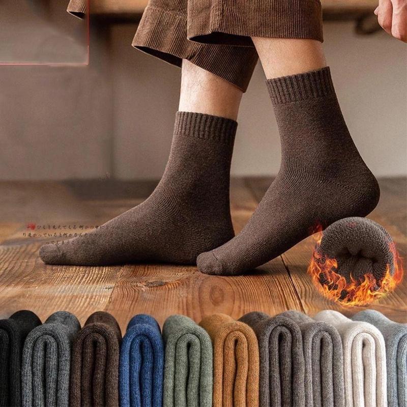 Loại Dày Combo 5 đôi tất giữ nhiệt tất dày cổ cao chất cotton co giãn giữ ấm mùa đông tất nam nữ sử dụng được Menswear Nhung