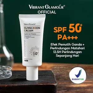 VIBRANT GLAMOUR Pemutih tabir surya SPF 50PA++ 50g, pria dan wanita wajah dan tubuh UVA/UVB perlindungan kulit tabir surya, mencerahkan bintik-bintik gelap memperbaiki .pelembab perawatan kulit Berminyak Kering