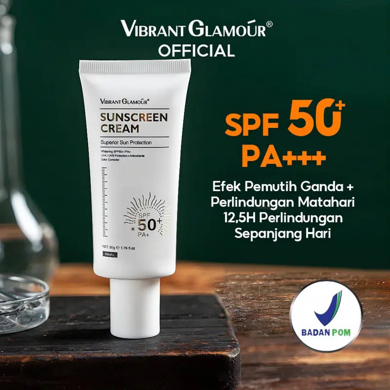 VIBRANT GLAMOUR Pemutih tabir surya SPF 50PA++ 50g, pria dan wanita wajah dan tubuh UVA/UVB perlindungan kulit tabir surya, mencerahkan bintik-bintik gelap memperbaiki .pelembab perawatan kulit Berminyak Kering 0