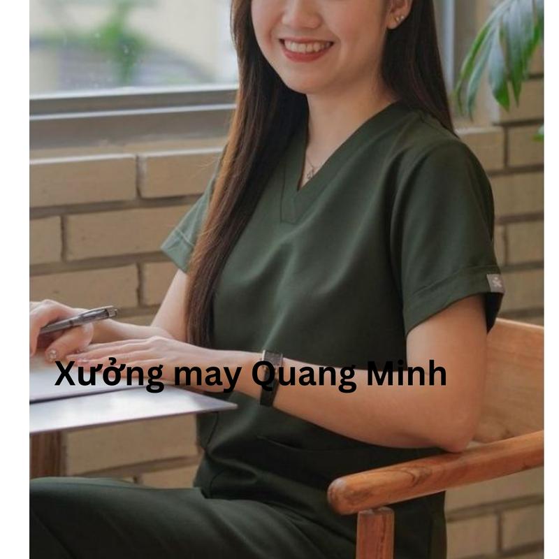  Bộ Scrubs Bác sĩ Vải Lon Co Giãn  Đồng phục Spa  Phòng khám Giáo viên mầm non Blouse  Women Top  scrub  scotim Pants Cổ Tròn 