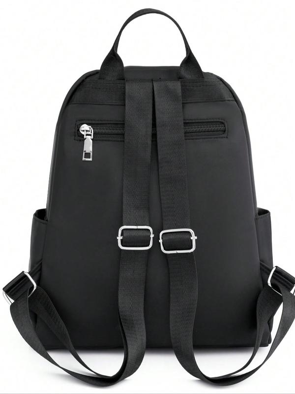 Women's Summer Minimalist Embroidering Design Solid Backpack, Casual Zipper Backpack for Women, Simple All-match Bag for Daily Life 4