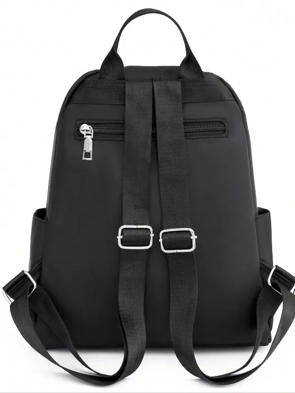 Women's Summer Minimalist Embroidering Design Solid Backpack, Casual Zipper Backpack for Women, Simple All-match Bag for Daily Life 4