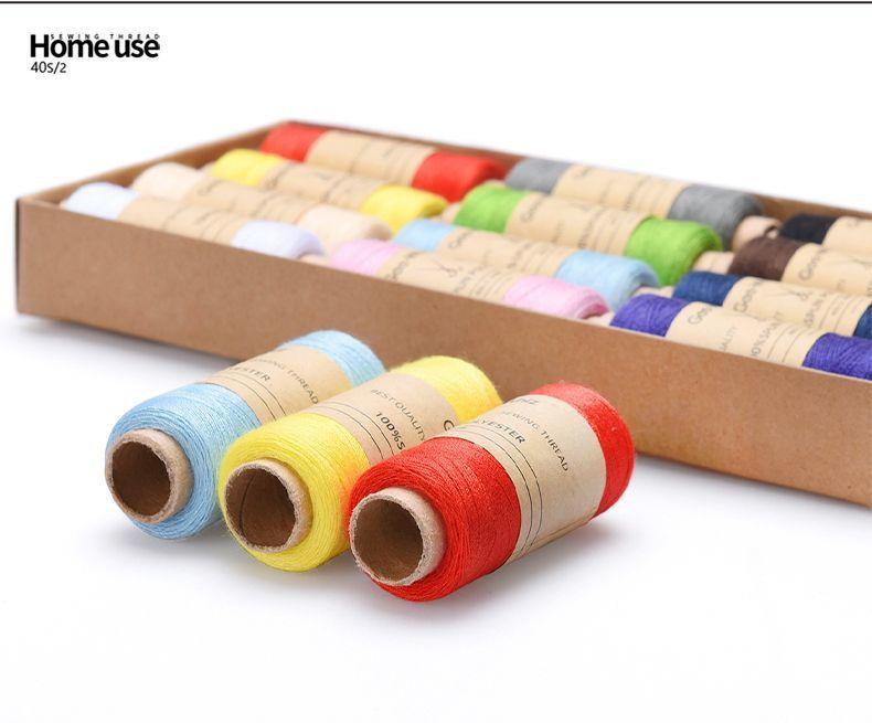 Product Introduction of [Brand Reviews 189k +] Sewing Thread 402 Kraft Paper Box Sewing Machine Thread Needle Thread Box Household Handicraft Mending Thread Ball for Sewing Clothes stretch  canvas stinger  sewing  machine tartan serger  machine stretch  canvas bahan  crinkle cot 6
