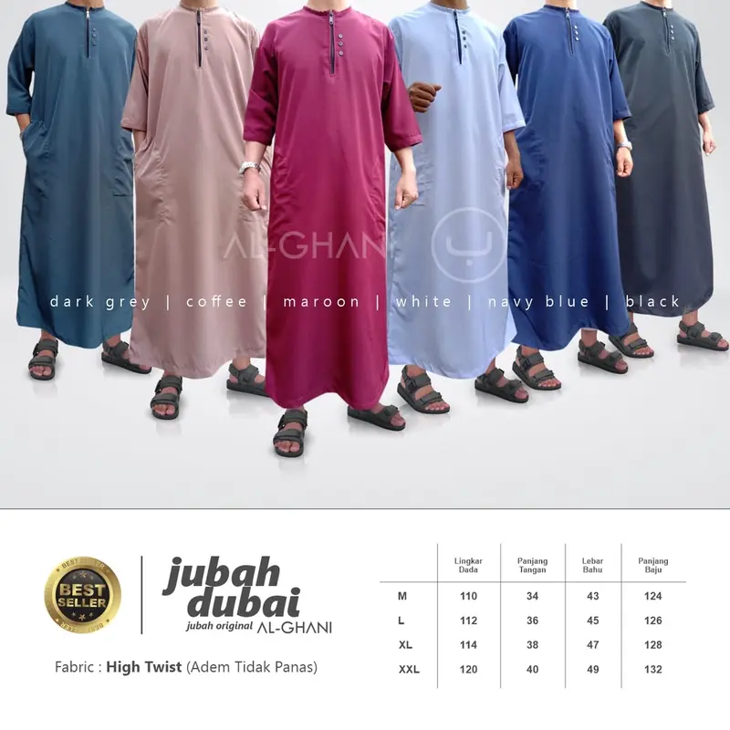 Jubah lengan pendek pria terbaru kekinian abu gamis Muslim Dewasa  Remaja 6