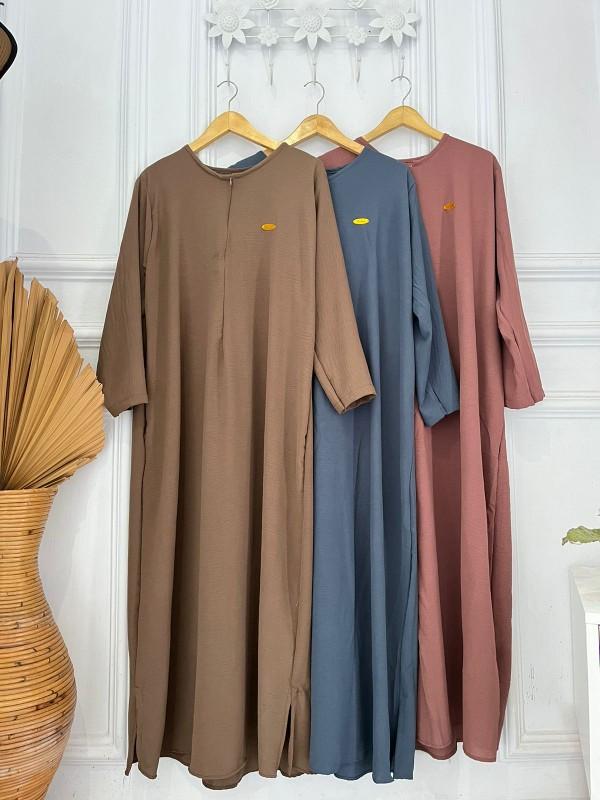 Product Introduction of Tans Store - Long Daily Dress Abaya Daily Wanita Gamis Basic Simple Elegant Crinkle Muslim 2
