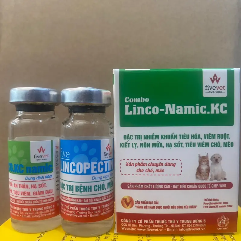 Linco-Namic.Kc nhiễm khuẩn tiêu hoá, viêm ruột, kiết lỵ, nôn mửa, hạ sốt, tiêu hoá Chó, Mèo Combo 10ml (thuốc bổ dùng cho thú cưng) khuyến mãi mua 5 tặng 1. 0