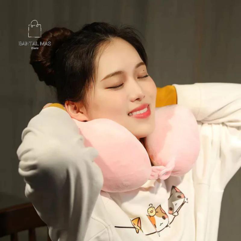 ngasoh.id Bantal Leher Traveling Lucu Bantal Perjalanan Study Tour Bahan Halus Sandaran Kepala Mobil Pesawat Dewasa Bed 2