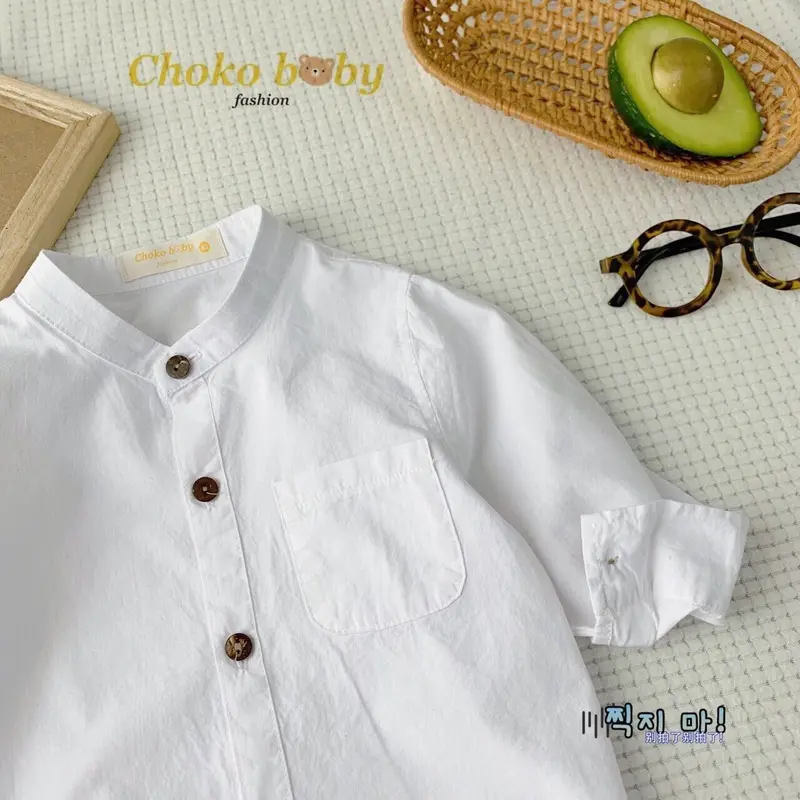 Áo Chokobaby sơ mi trắng cổ trụ tay dài(9-23kg) 2