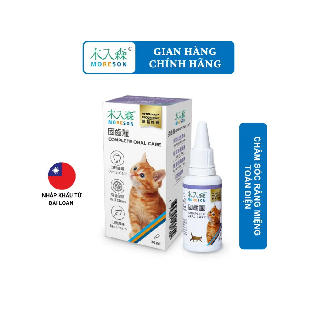 Chăm Sóc Răng Miệng Toàn Diện Cho Mèo (Chai 30ml) MORESON | Loại bỏ mảng bám và giảm mùi hôi miệng