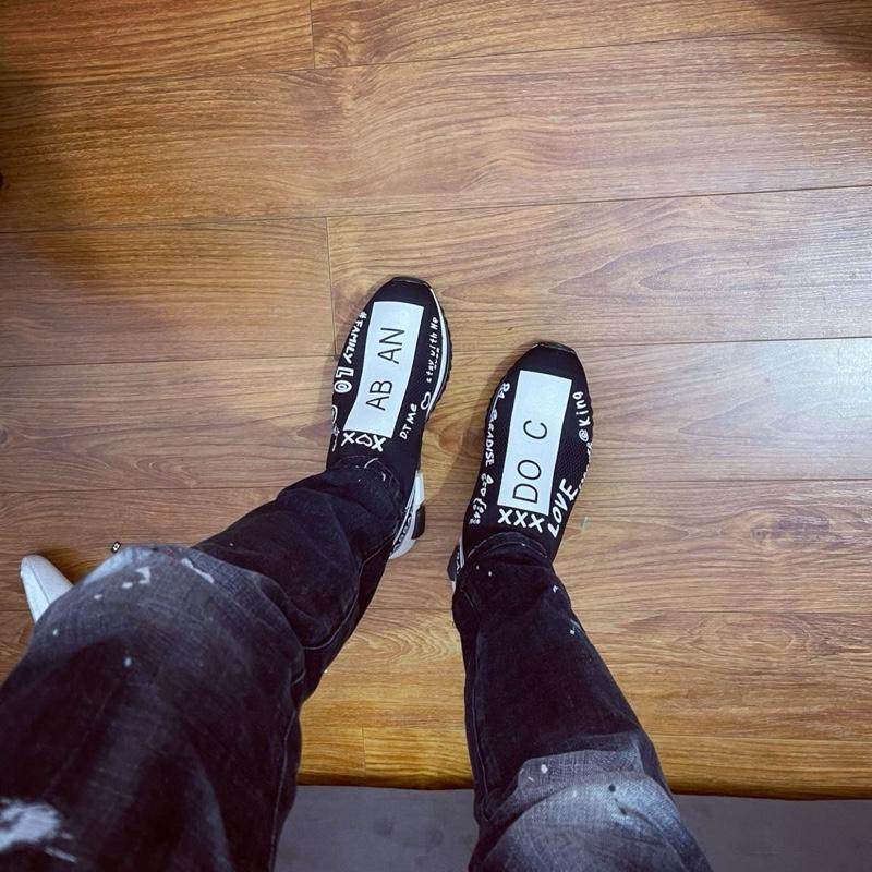 Giày cổ chun nam phối họa tiết chữ khắp giày phong cách boy phố  GS36P