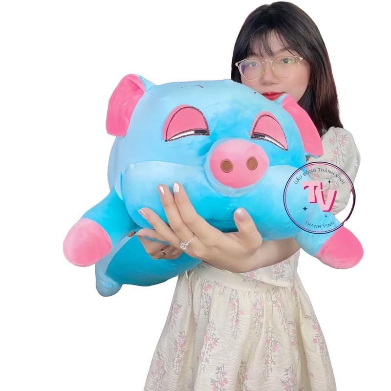 Gấu Bông Heo Mắt Híp Màu Xanh Trời 1m1 - Đồ Chơi Thú Bông Cao Cấp Miniso Thú Nhồi Bông gaubong conheo