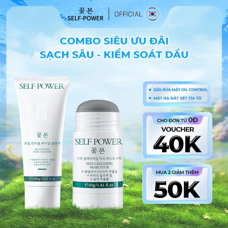 Combo SELF POWER Gồm Mặt Nạ Đất Sét Kao Lin Tía Tô Làm Đẹp Da 40g + Sữa Rửa Mặt Hỗ Trợ Dưỡng Trắng, Dưỡng Ẩm Da 100g Skincare