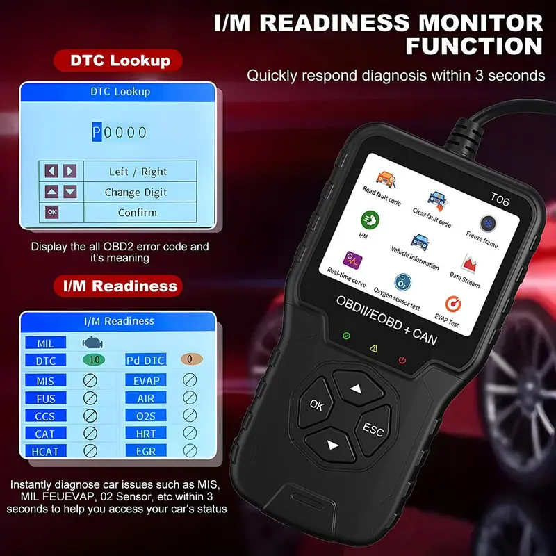 OBD2 Scanner, Car Diagnostic Tool, Multi-language Support Check Engine System Code Reader, Auto Accessories, Car Diagnostic Tool for Car Repair 6