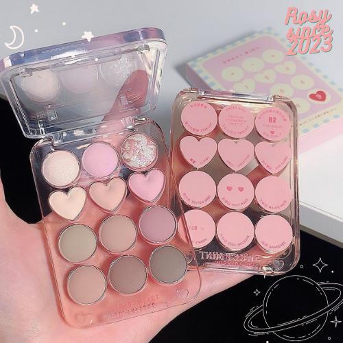 Bảng Phấn Mắt 12 Ô Trái Tim Soft Eye Shadow SWEET MINT Màu Lấp Lánh không thấm nước và bền màu Nữ Trang Điểm Eyeshadow Nhũ Mắt Đánh Mắt Cosmetic Women Trang Điểm Mắt Mỹ Phẩm