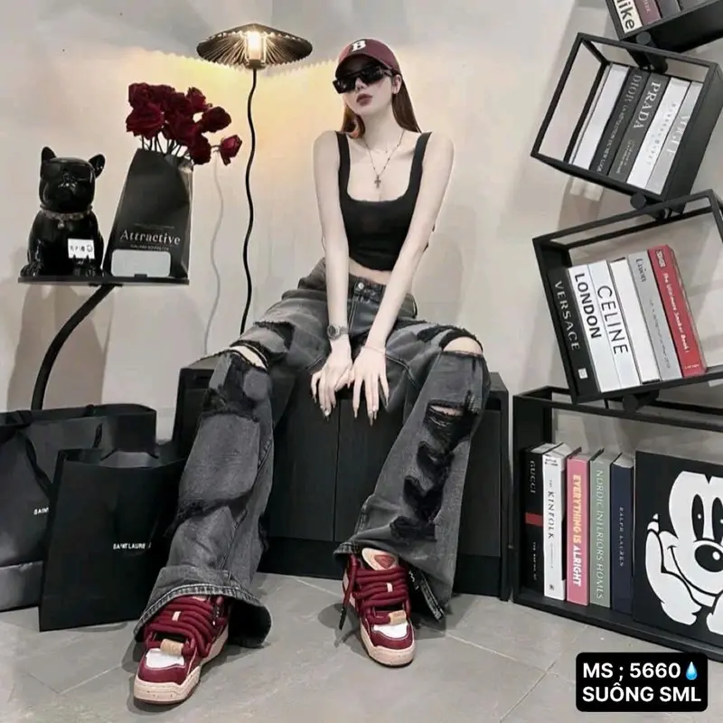 ️ QUẦN BAGGY SUÔNG RÁCH  - HÀNG VNXK 0