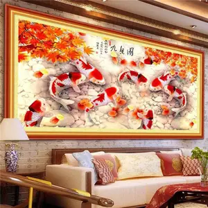 DIY Diamond Painting Full Sembilan 9 ikan koi maple D002F / D002FB / D002FSB