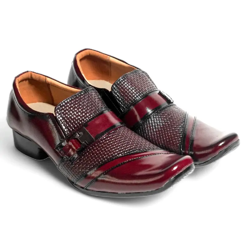 Pantopel Pria Hak 1-3 cm Oxford Kilap Kasual Pesta Maroon Asli Kulit Sapi MRP - 06 TIGER Shoes Pantofel Hitam Kerja 2