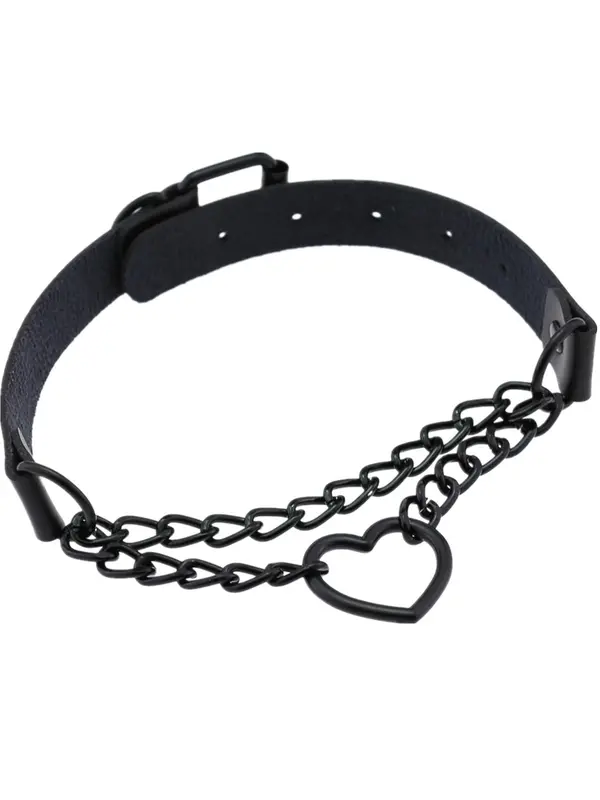 Punk Style Heart Design Choker,  Fashionable PU Leather Chain Necklace for Party, Daily Clothing Decor, Trendy All-match & Exquisite Jewelry for Birthday Gift, Valentine's Day, Gift 4