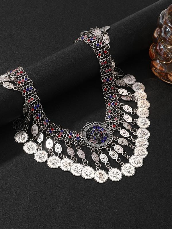 Women's Boho Style Ethnic Pattern Chain Belt, Vintage Trendy Waist Belt, Fashionable Clothes Accessories for Women & Girls 2