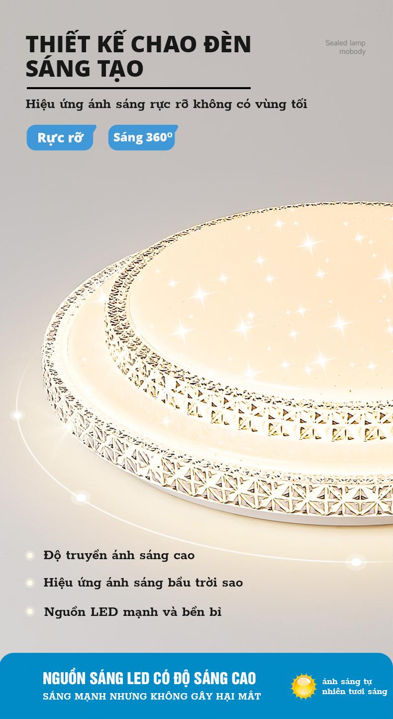 Product Introduction of Đèn ốp trần LED/ phòng ngủ, phòng ăn/ 3 màu (trắng, vàng, trung tính)- phối màu vô hạn/kèm điều khiển từ xa (Bảo hành 12 tháng) 3
