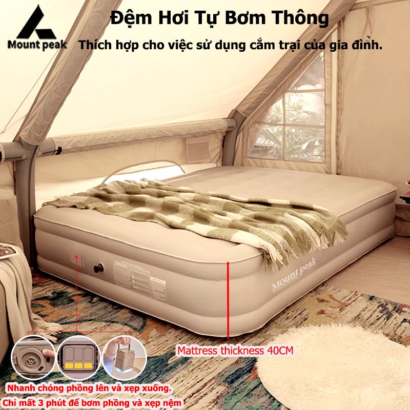   40cm Mountpeak Đệm Hơi Tự Bơm Giường hơi đơn đôi Giường bơm hơi kèm gối và bơm điện độ dày 40cm dùng ở nhà hoặc đi cắm trại giường  xếp 