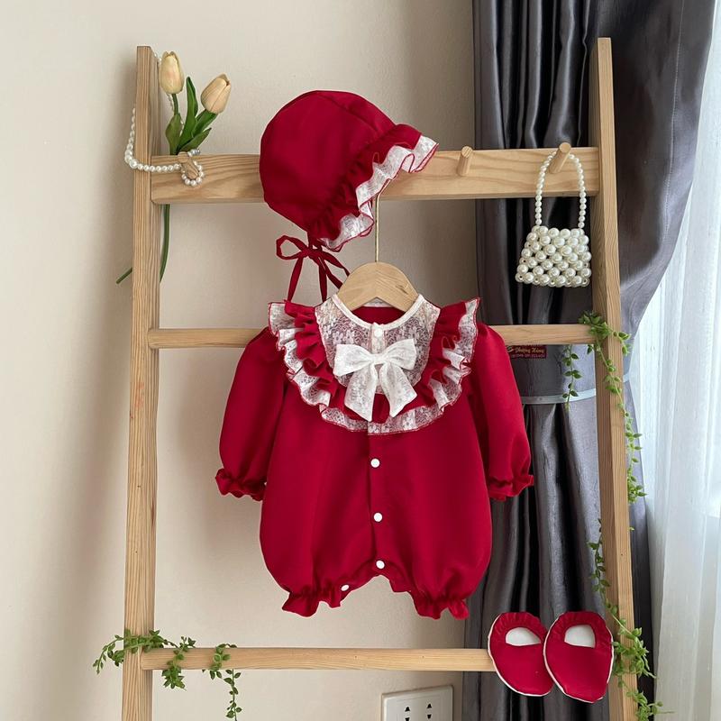 bodysuit lụa tằm ướt dài thân bé gái dễ thương +Mũ + giày vải Su Shop- body thiết kế sinh nhật thôi nôi cho bé long