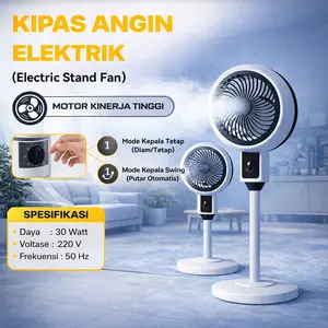 COD Kipas Angin Berdiri Ayun Otomatis 180° Kontrol Manual Air Circulator Hemat Listrik Sirkulasi Udara 3D