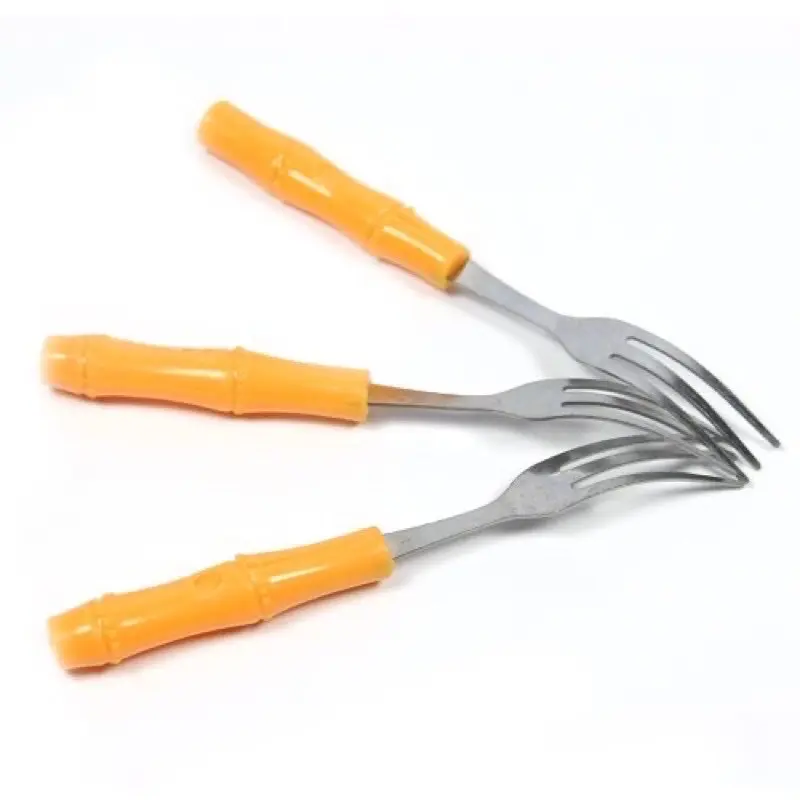 [Combo 10 chiếc] Bộ 10 dĩa inox nhỏ cán nhựa dùng ăn trái cây 6