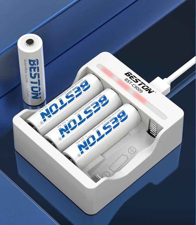 BESTON Bộ sạc pin AA AAA 1.2V đa năng C9009 sạc nhanh tự ngắt khi đầy có đèn báo sạc HÀNG CHÍNH HÃNG Bộ sạc Ni-MH pin sạc AA bộ sạc pin tiểu