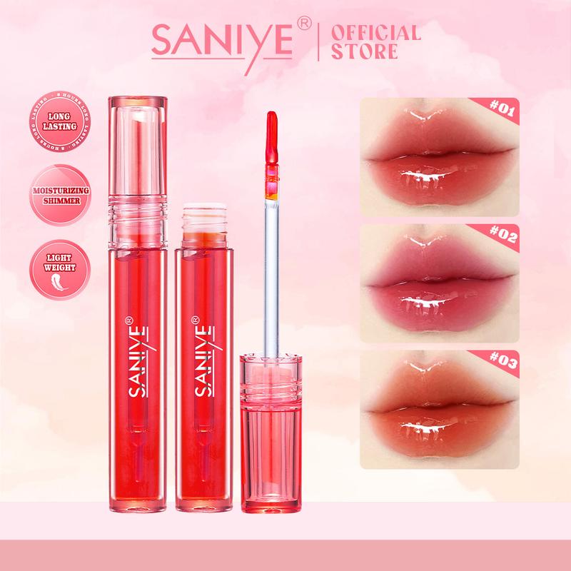  Son Môi Dạng Lỏng Tráng Gương Thạch SANIYE 3 Màu Không Thấm Nước Không dính cốc Son Bóng Dưỡng Ẩm Lâu Trôi Son Kem Bóng Nước Gợi Cảm Son Làm Căng Mọng Môi Trong Suốt Không dính Son Kem Mỹ Phẩm Trang Điểm Môi 