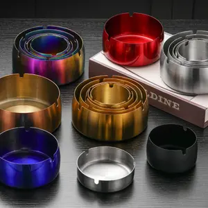 AksesorisU- 6260  Asbak Pembuang Abu Bulat Besi Polos 3 Lubang / Asbak Modern Cafe Style / Asbak Anti Karat Tahan Lama