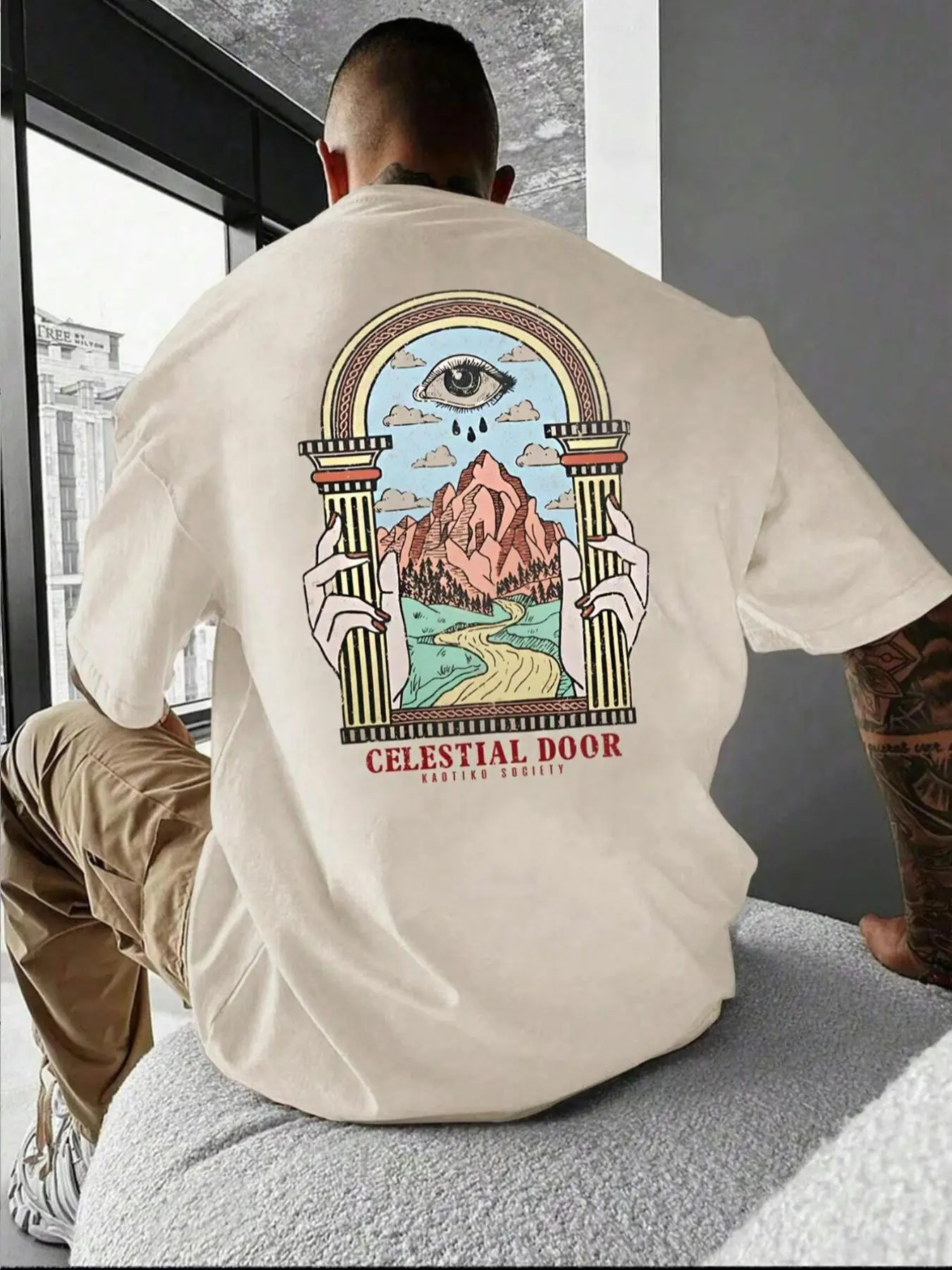 Men's Graphic Print Short Sleeve Tee, Regular Fit Casual Round Neck T-shirt for Summer, Men's Top for Daily Wear