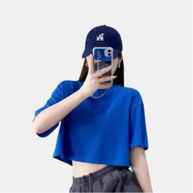 ÁO THUN CROPTOP TRƠN FORM RỘNG TRẺ TRUNG Mùa Hè Nữ  Cổ Tròn | BigBuy360 - bigbuy360.vn