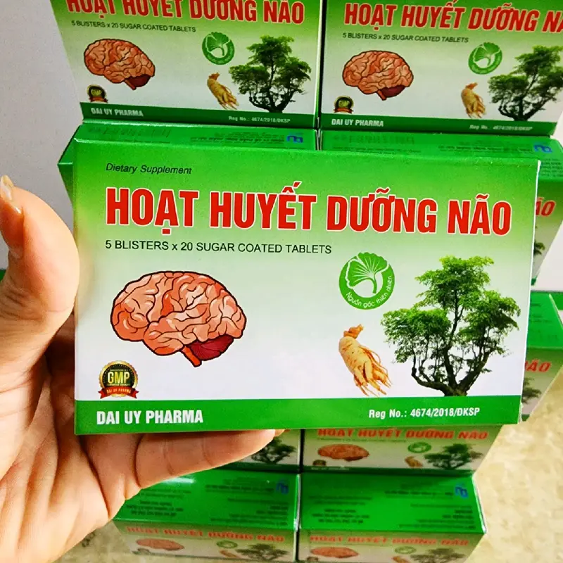 Combo 5 hộp hoạt huyết dùng cho người bị nhức đầu, hoa mắt, chóng mặt, mất ngủ - Hộp 5 vỉ 100 viên bao đường hoạt  huyết  dưỡng  não 3
