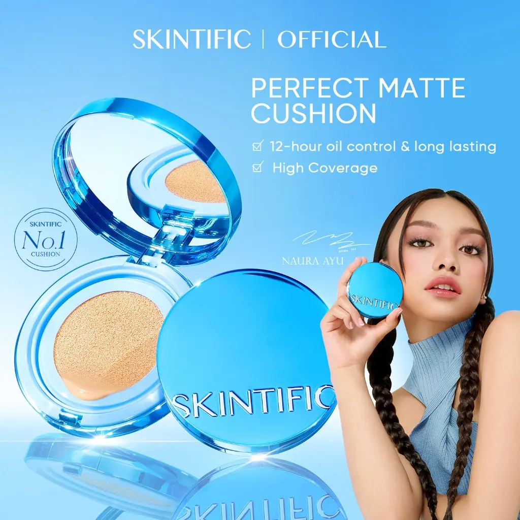 [HOT] SKINTIFIC Cover All Perfect Matte Cushion High Coverage Poreless Flawless Powder Foundation