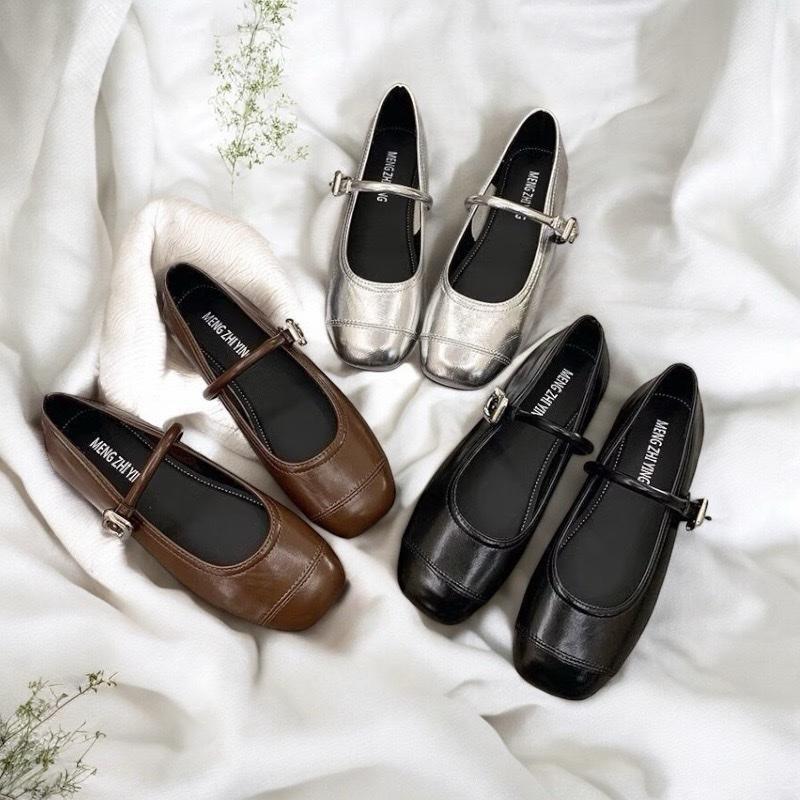 Giày búp bê nữ Mary Jane cổ điển chất liệu da tổng hợp mềm mại mẫu mới 2025( đặt lùi 1 size)