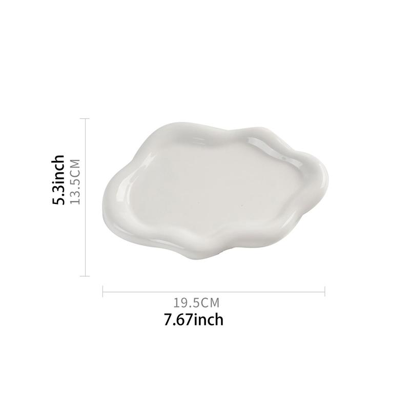 Unique Cloud Shaped Jewelry Dish Tray, 1 Count Ceramic Ring Storage Holder, Jewelry Storage Tray for Home Bedroom without Jewelry, Decorative Desk Accessories, Household Items, Jewelry Organizer, Ornaments 2