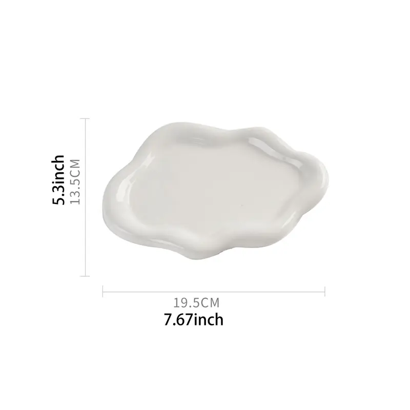 Unique Cloud Shaped Jewelry Dish Tray, 1 Count Ceramic Ring Storage Holder, Jewelry Storage Tray for Home Bedroom without Jewelry, Decorative Desk Accessories, Household Items, Jewelry Organizer, Ornaments 2