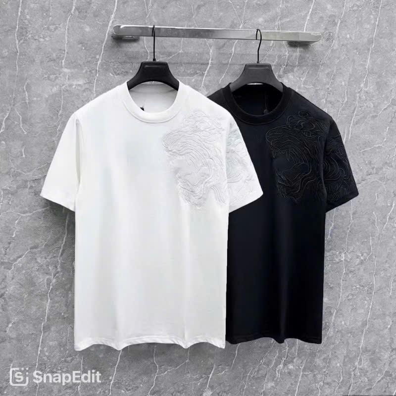 Áo phông unisex nam nữ Philipp thêu hổ vai, Áo form rộng tay lỡ new 2025 Menswear Cổ Tròn Cotton