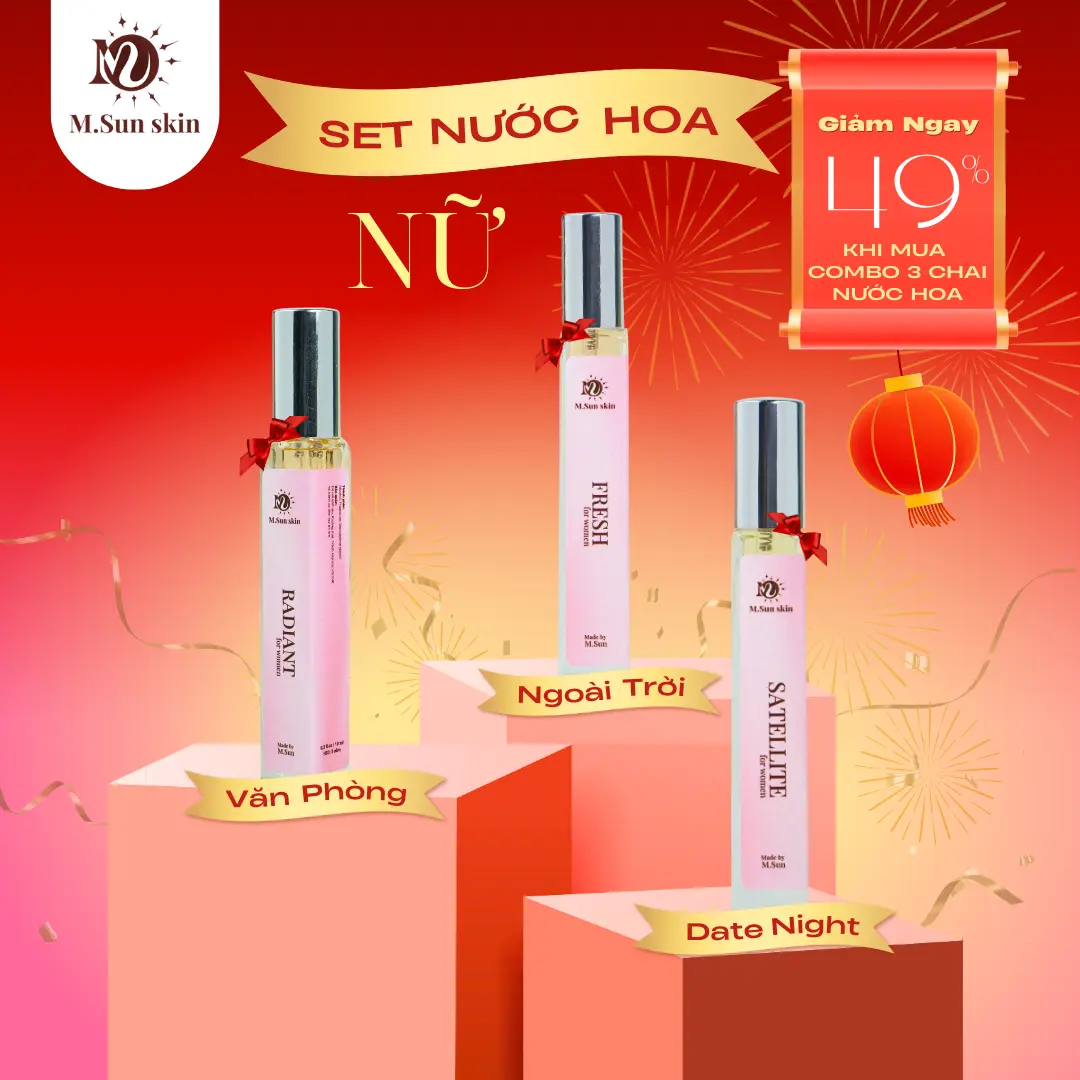 Set nước hoa Nữ SIÊU THƠM 3 chai - Lưu hương 9 - 12 Tiếng (Đi làm, đi tiệc, đi chơi, tập gym,..) - M.Sun skin Store