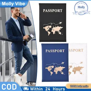 Sarung Paspor Kulit Fashion Motif Peta Dunia Dompet Penyimpanan Paspor Aksesoris Travel