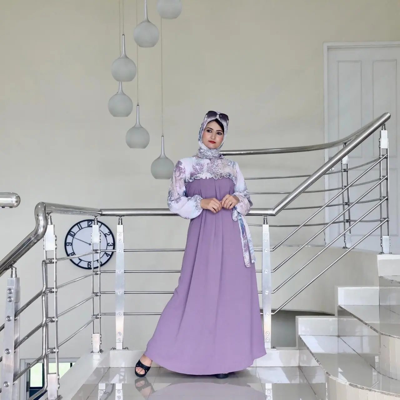 Gamis Klara set hijab dress klara kombinasi set hijab fashion muslim terbaru jt fashion Fit Crinkle Wanita Maxi Kondangan Remaja Syari Renda Lebaran Putih