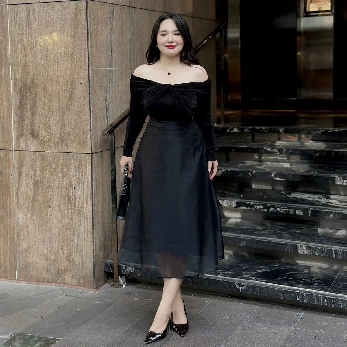 | Chang Tròn | Lyn Dress - Đầm Tiệc Voan Tơ hai lớp Bᶖgsize ( Hình Thật Sau )