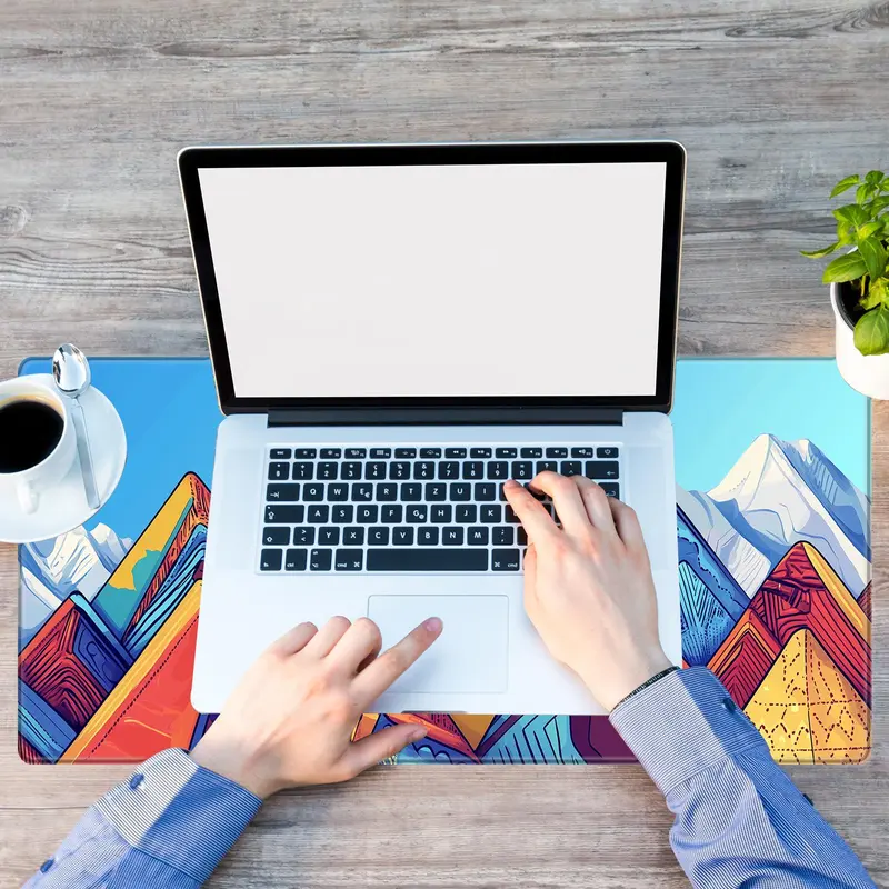 Geometric Mountain Peak Pattern Mouse Pad, Durable Rubber Non-slip Base Mouse Pad, Large Rectangular Mouse Pad for Office & Gaming 2