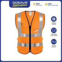 Gambar GOSAVE Rompi Safety Proyek Bahan Polyester Reflektif Scotlight Tebal Safety Vest Vizor dengan Resleting dan Banyak Kantong Untuk Kerja Lapangan - BASIC ORANGE dari Gosave Official Kota Tangerang 3 Tokopedia